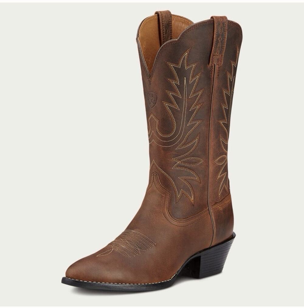 Ariat Women's Heritage R Toe Western Boot Distressed Brown Sz 12B Cowgirl leathr